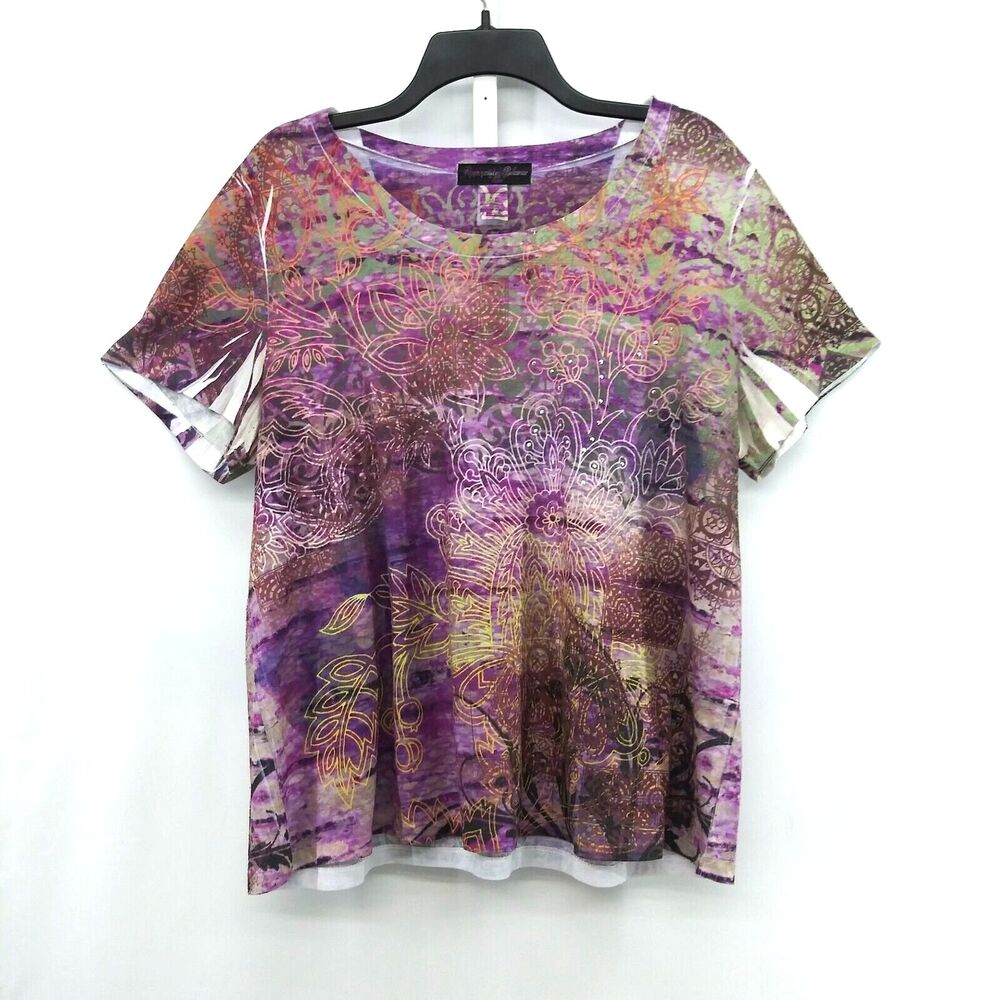 Appropriate Behavior Shirt Womens Size 2X Purple All Over Print Pullover Top